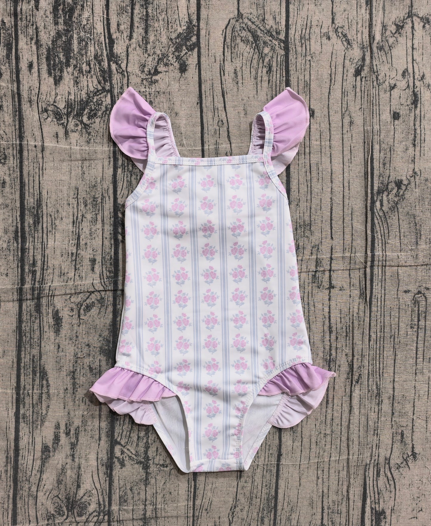 Baby Girls Flowers Stripe Back Bows Romper Swimsuits Preorder