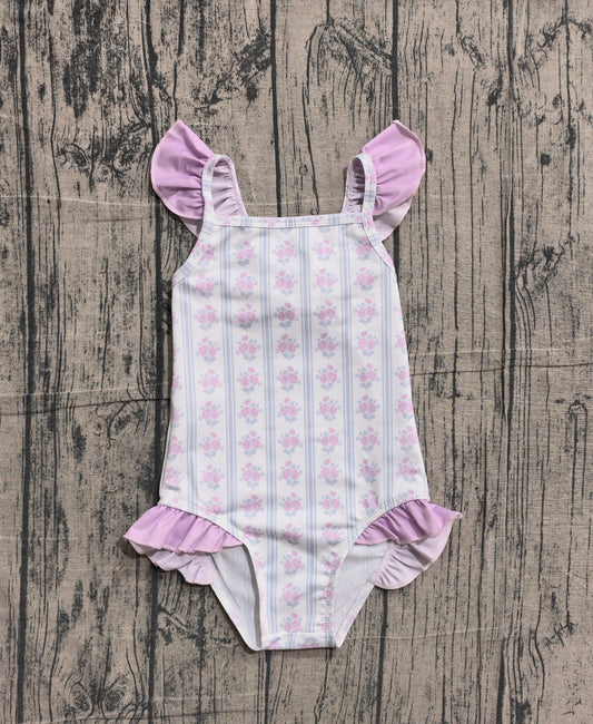 Baby Girls Flowers Stripe Back Bows Romper Swimsuits Preorder