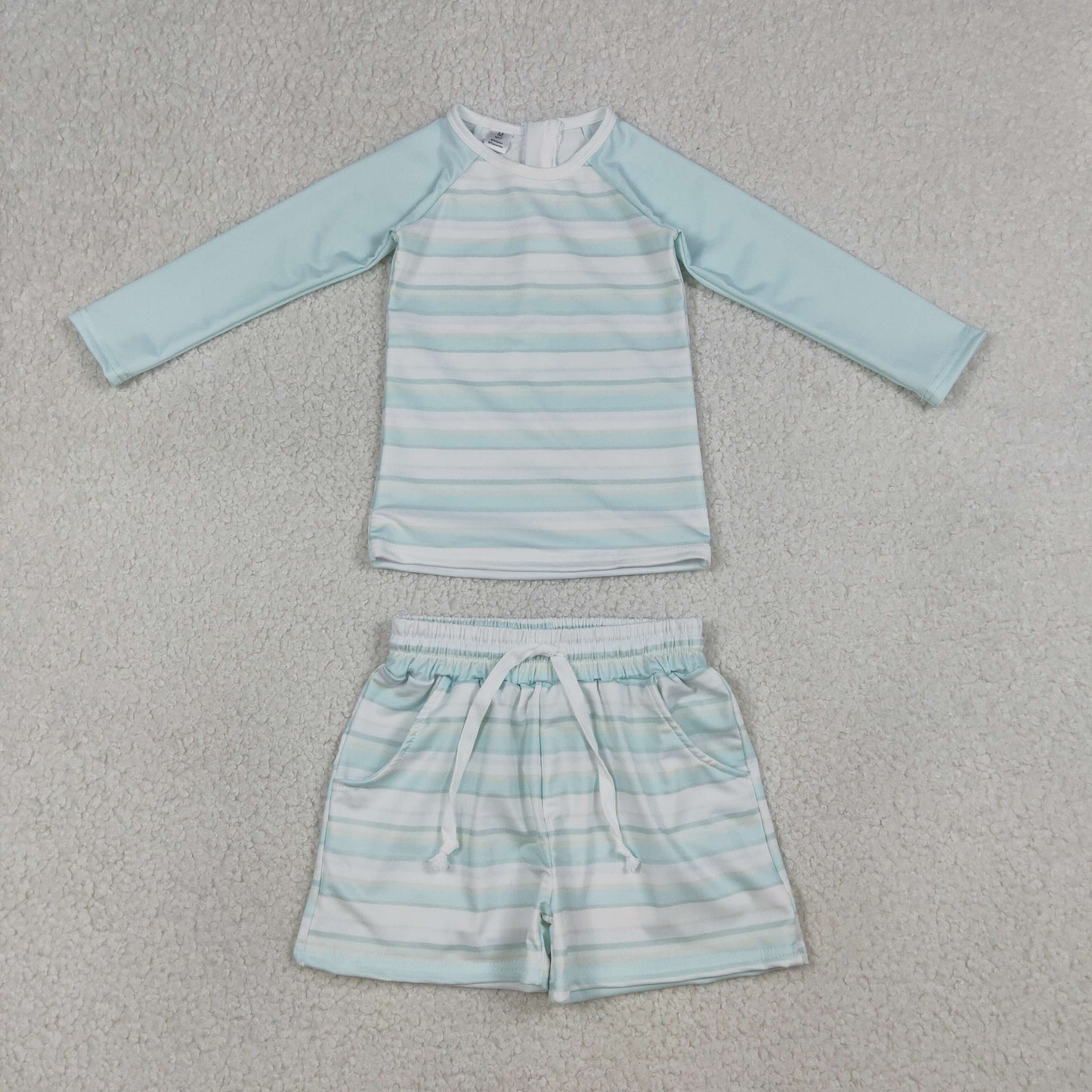 Sibling Baby Boys Long Sleeve Shirts Top Pockets Shorts Swimsuits