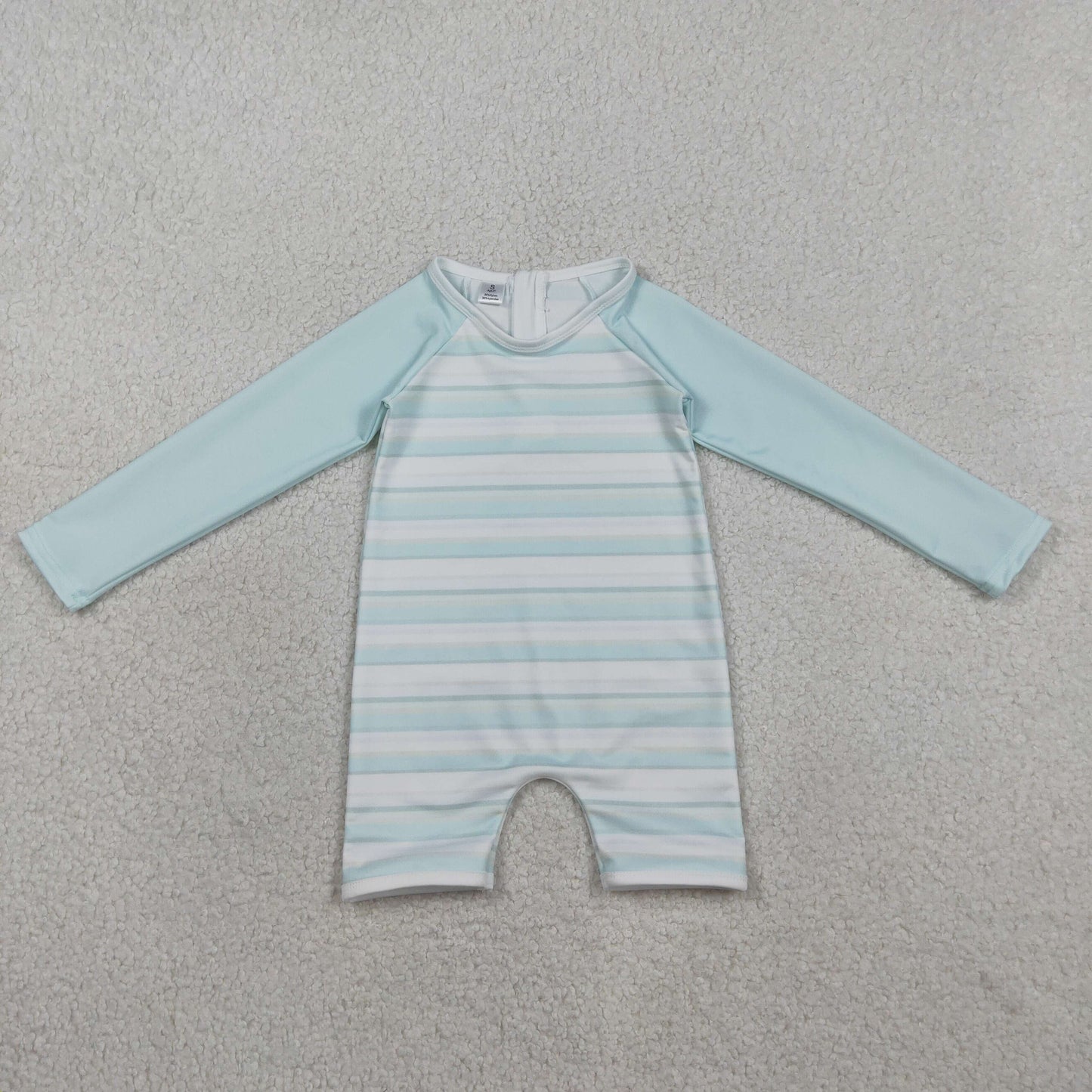 Baby Girls Aqua Blue Stripe Romper Swimsuits