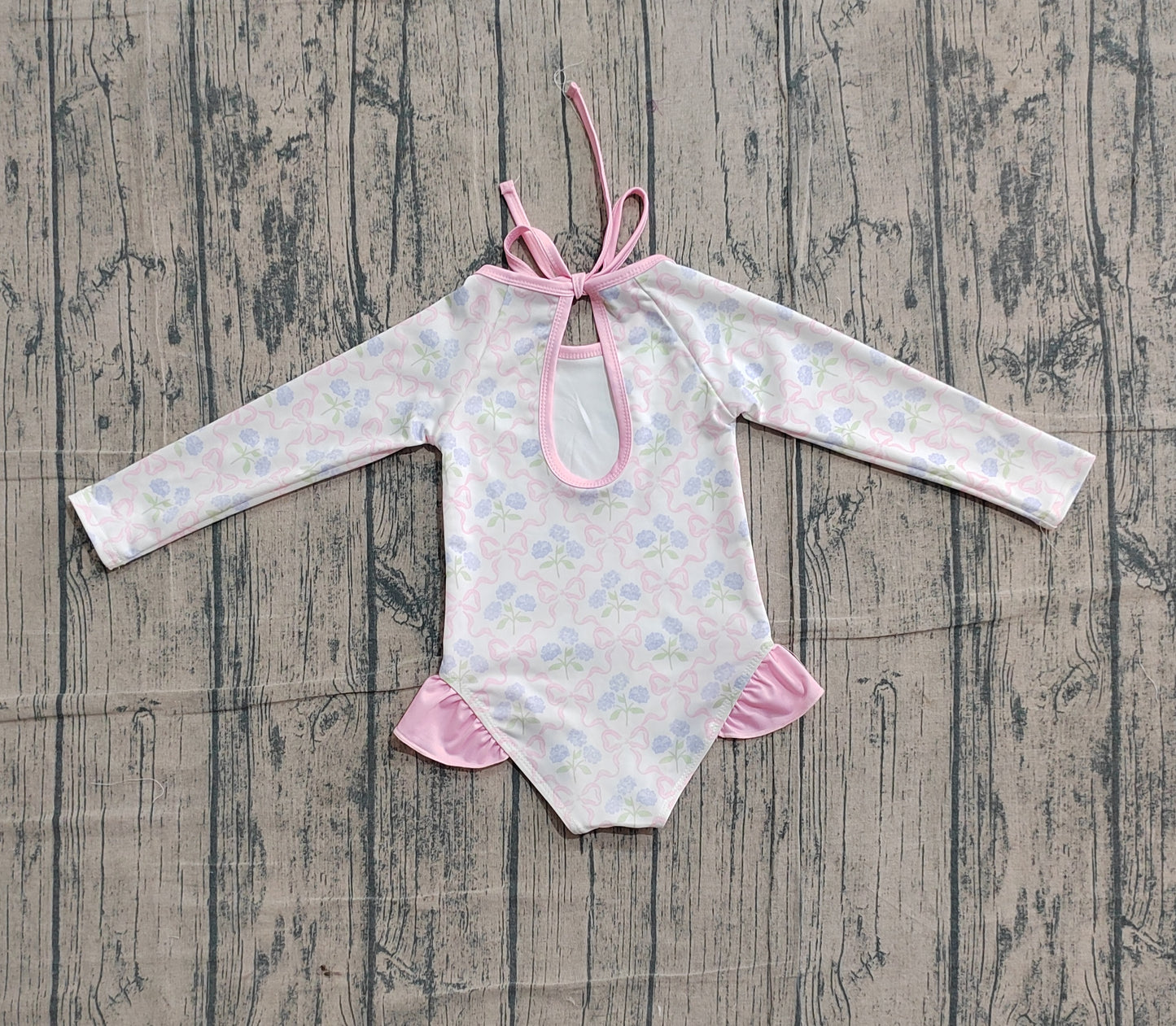 Baby Girls Flower Bows Checked Bummies One Piece Swimsuits