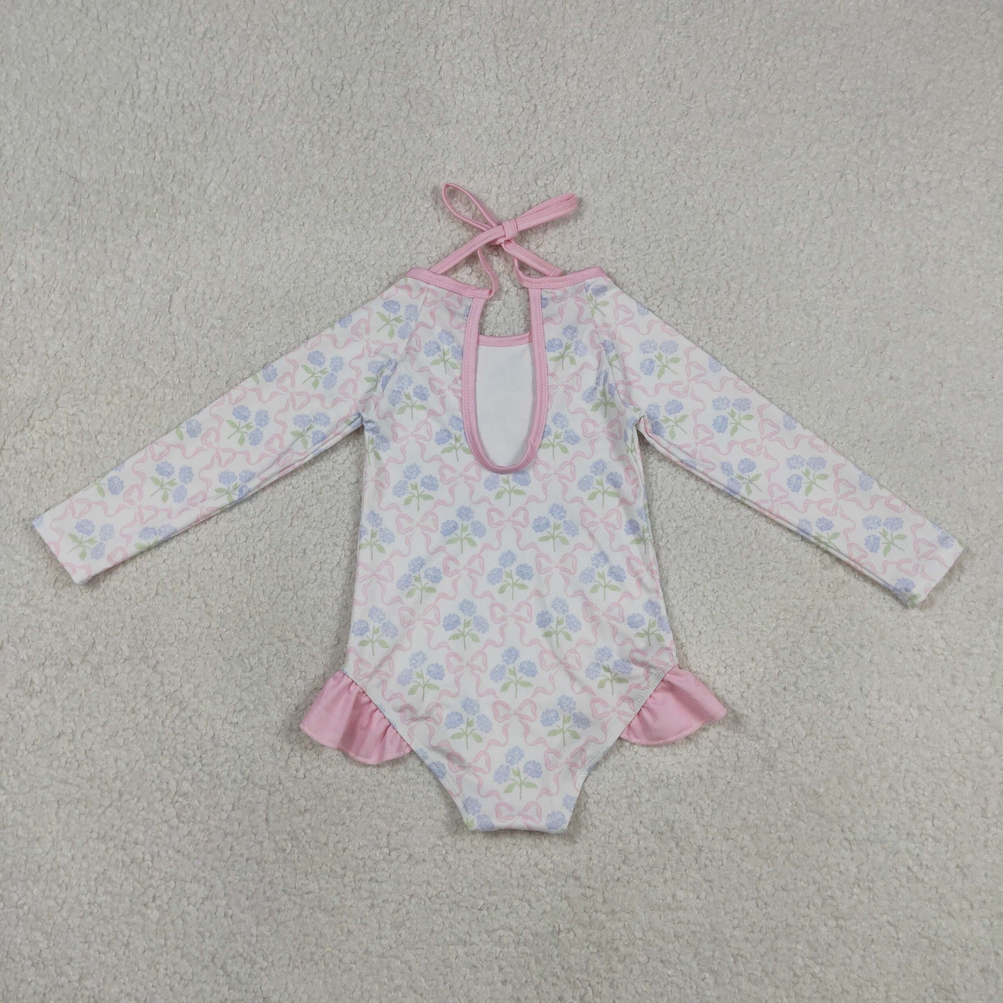 Baby Girls Flower Bows Checked Bummies One Piece Swimsuits