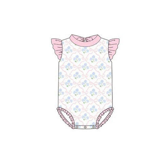 Baby Girls Flower Bows Checked Ruffle Romper Swimsuits Preorder