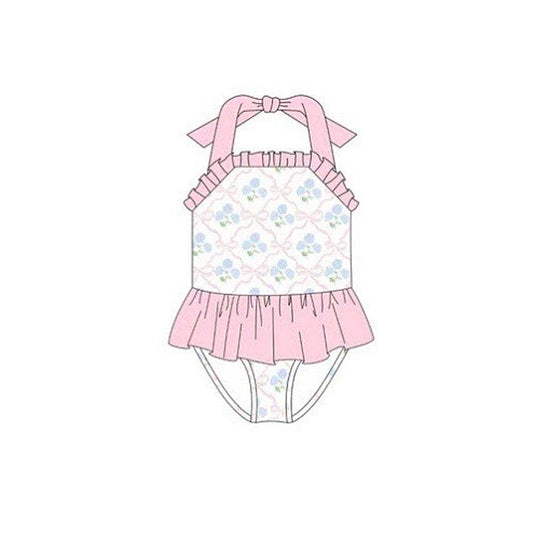Baby Girls Strap Flower Bows Checked Bummies Tunic Romper Swimsuits Preorder