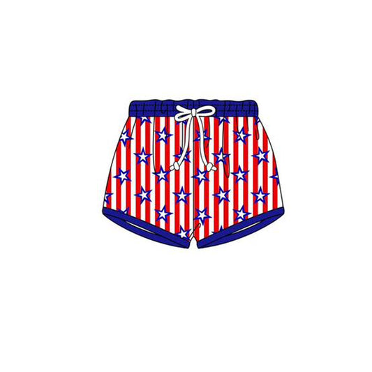 Baby Boys Red Blue Stripe Stars 4th of July Swimming Trunks Preorder