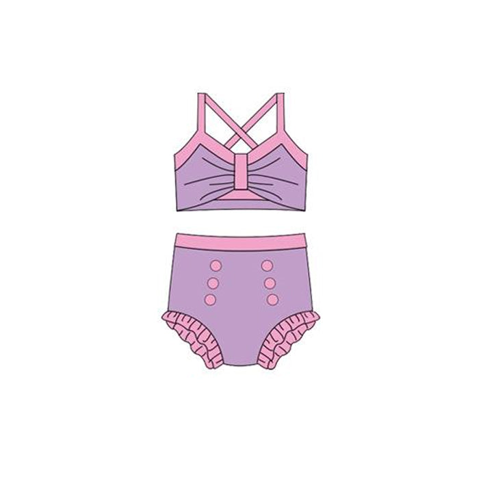Baby Girls Lavender Strap Vest Top Bummies 2 Pieces Swimsuits Preorder