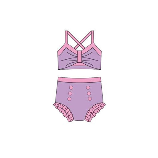 Baby Girls Lavender Strap Vest Top Bummies 2 Pieces Swimsuits Preorder