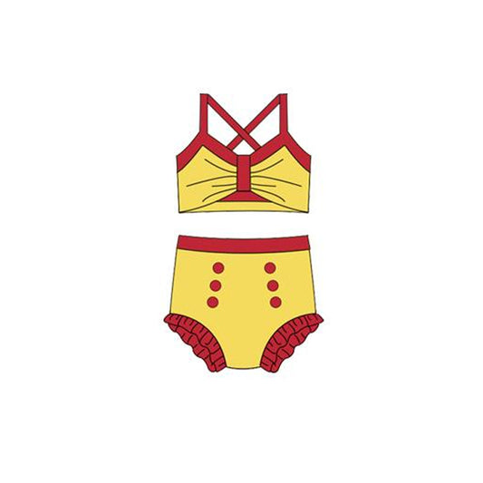 Baby Girls Yellow Strap Vest Top Bummies 2 Pieces Swimsuits Preorder