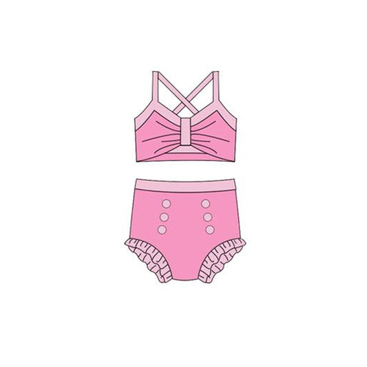 Baby Girls Pink Strap Vest Top Bummies 2 Pieces Swimsuits Preorder