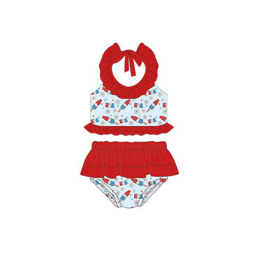 Baby Girls Popsicle USA Strap Top Bummies 4th of July 2 Piece Swimsuits Preorder