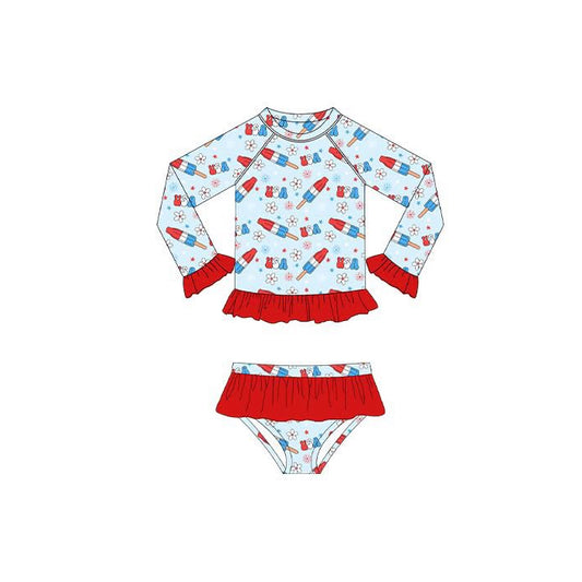 Baby Girls Popsicle USA Shirt Bummies 4th of July 2 Piece Swimsuits Preorder