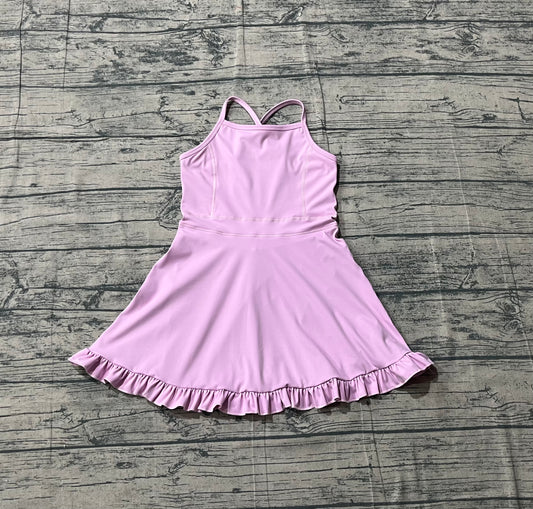 Baby Girls Lavender Strap Yoga Active Shorts Ruffle Knee Length Dresses Preorder