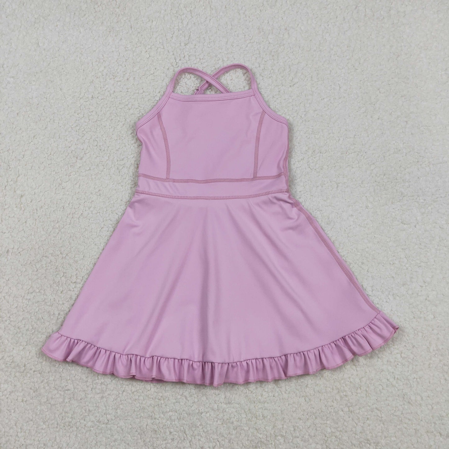 USA Shop Baby Girls Pink Strap Yoga Active Short Ruffle Knee Length Dresses
