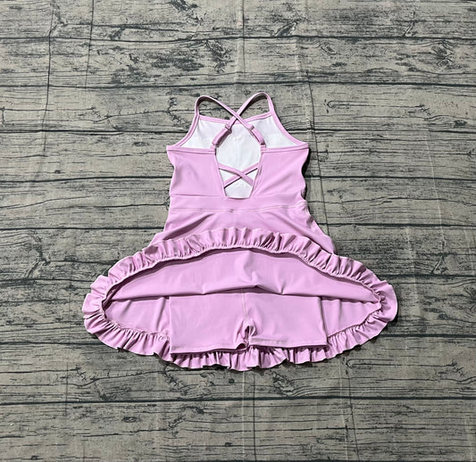 Baby Girls Lavender Strap Yoga Active Shorts Ruffle Knee Length Dresses Preorder