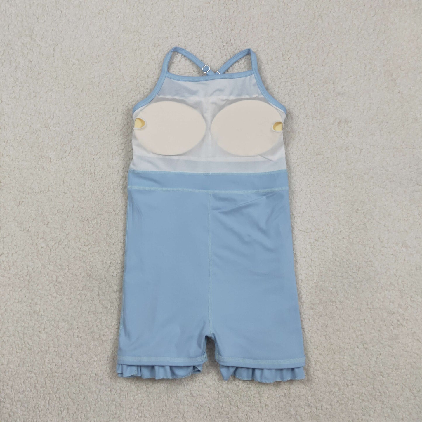 Baby Girls Light Blue Strap Yoga Active Shorts Ruffle Knee Length Dresses