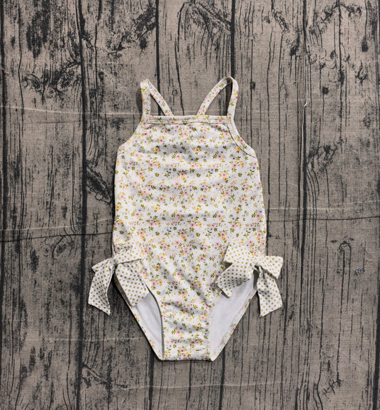 Baby Girls Sleeveless Small Flowers Bows Swimsuits Preorder