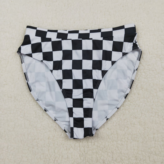 Adult Women Black Checkered Swimming Bummies Shorts Bottom
