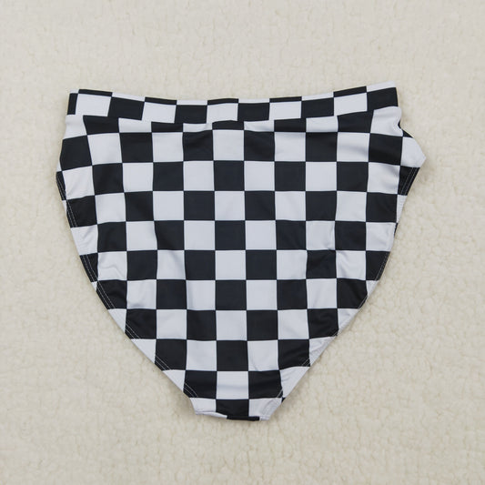 Adult Women Black Checkered Swimming Bummies Shorts Bottom