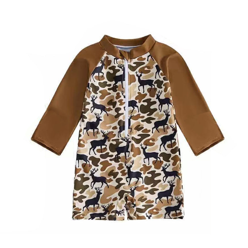 Baby Boys Southern Brown Camo Deer Hunting Swimsuits Preorder