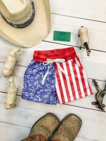 Baby Girls Letters Stripe 4th of July Pockets Swimming Trunks Bottom Preorder