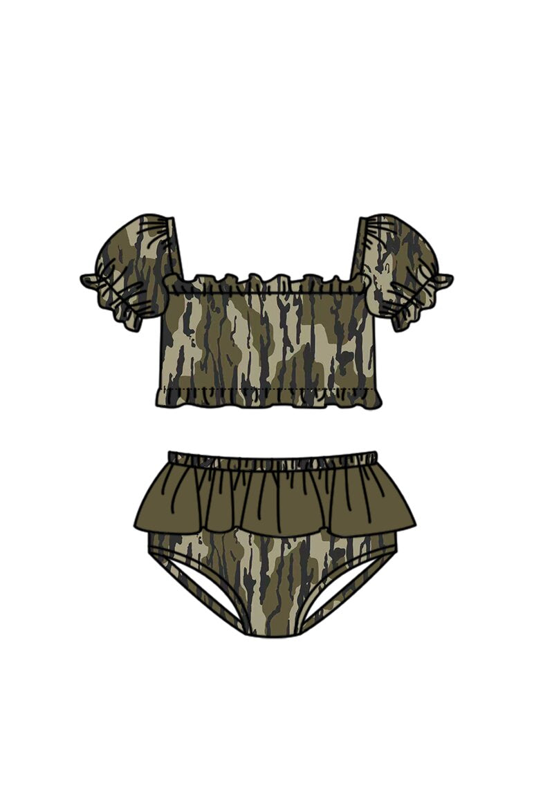 Baby Girls Southern Olive Camo Top Bummies Swimsuits Preorder