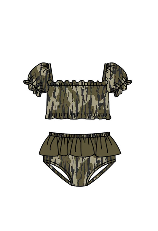 Baby Girls Southern Olive Camo Top Bummies Swimsuits Preorder
