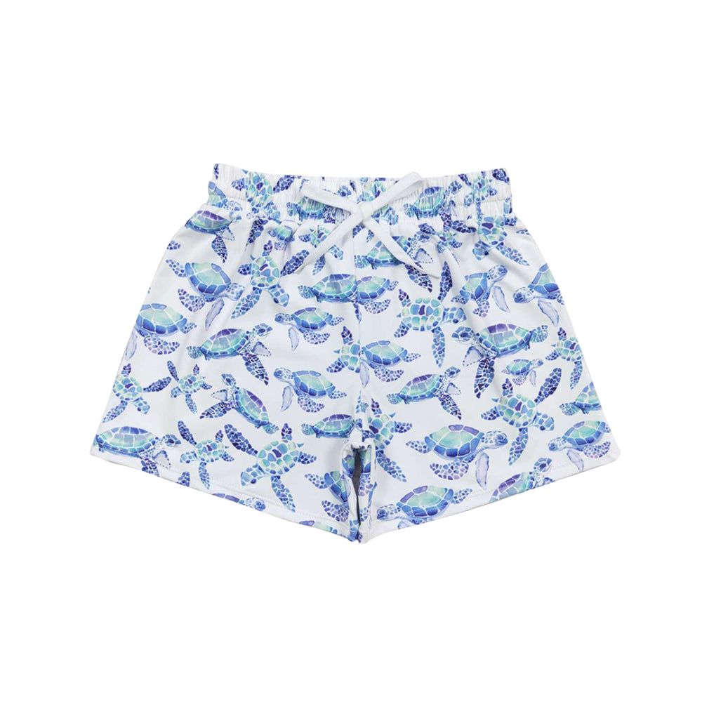 Baby Boys Blue Tortoises Plaid Swimming Trunks Bottom Preorder