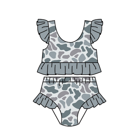 Baby Girls Southern Light Grey Camo Top Bummies Swimsuits Preorder