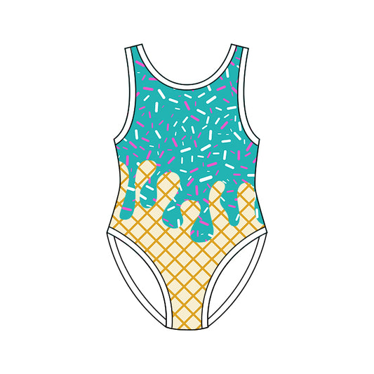 Baby Girls Sleeveless Aqua Sprinkles Drip Swimsuits Preorder