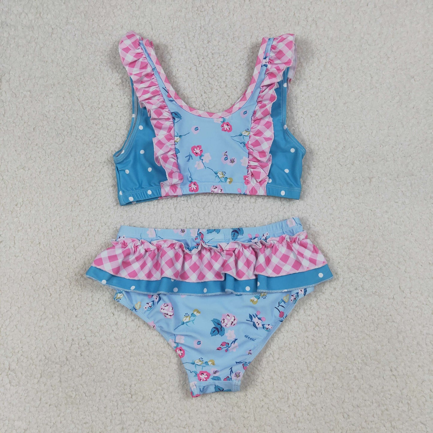 Baby Girls Sleeveless Flowers Button Vest Top Bummies Short Swimsuits