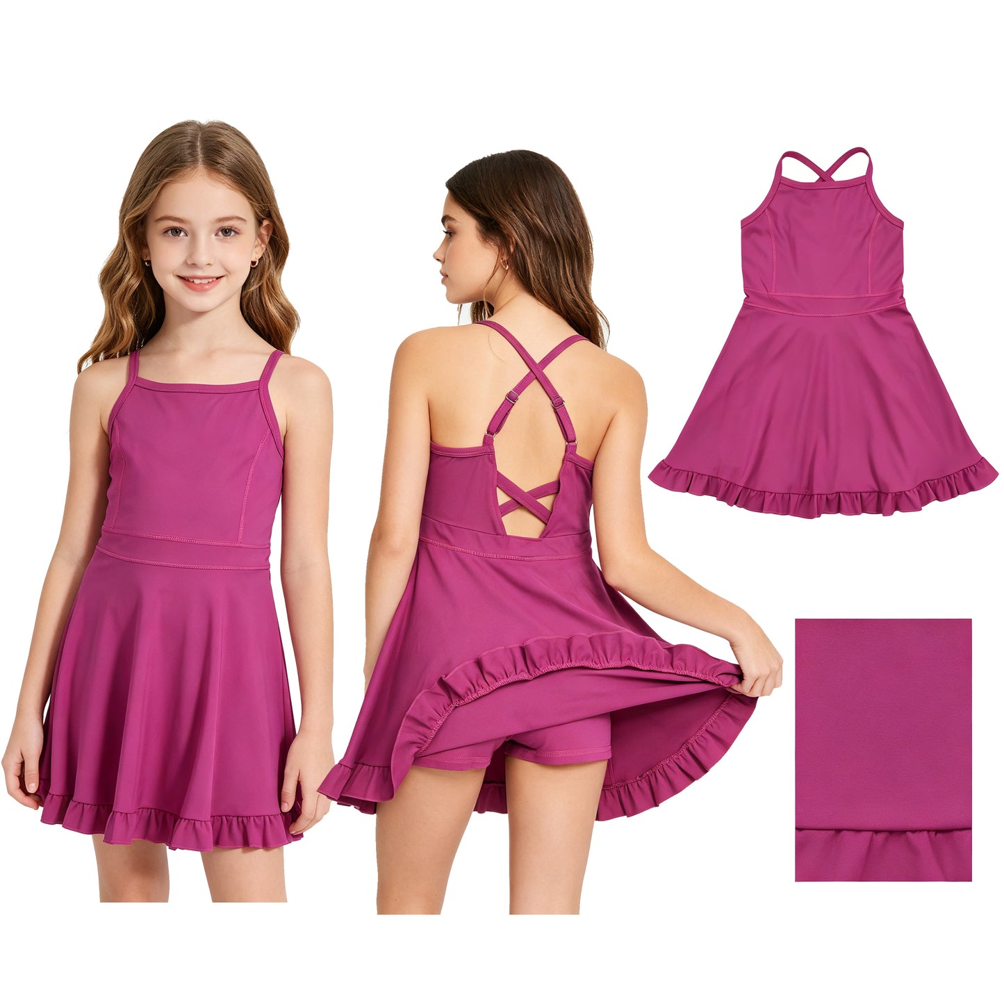 Baby Girls Wine Knit Knee Length Active Wear Athletic Dresses