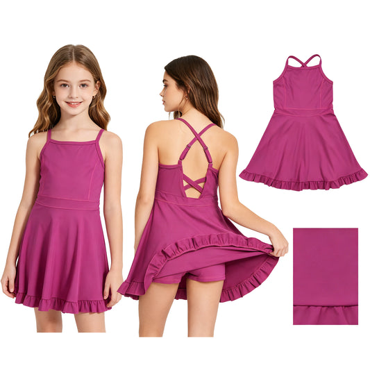 Baby Girls Wine Knit Knee Length Active Wear Athletic Dresses