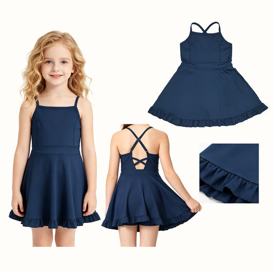 Baby Girls Navy Athletic Active Wear Knee Length Dresses