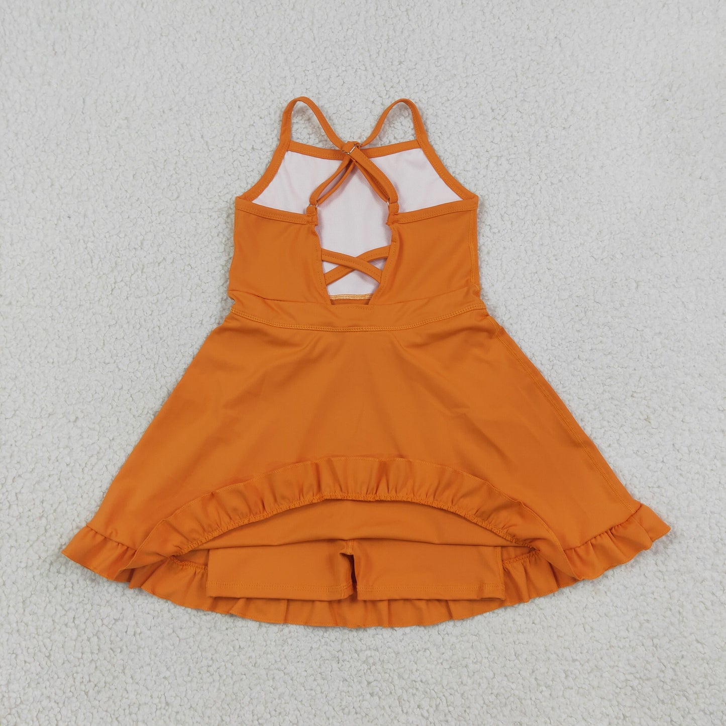 Sibling Baby Girls Orange Knit Knee Length Active Wear Dresses Set