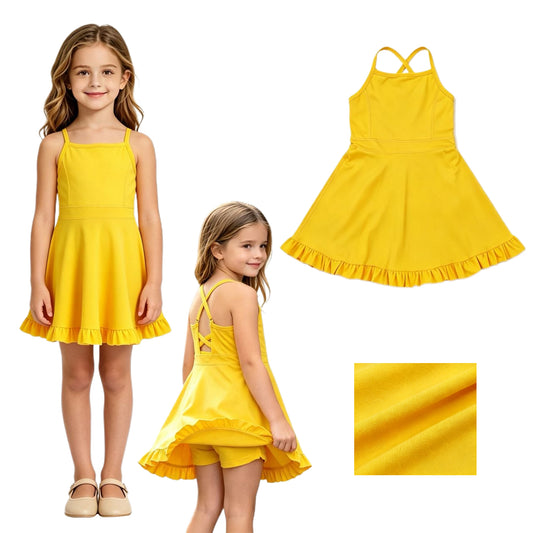 Baby Girls Yellow Athletic Active Wear Knee Length Dresses