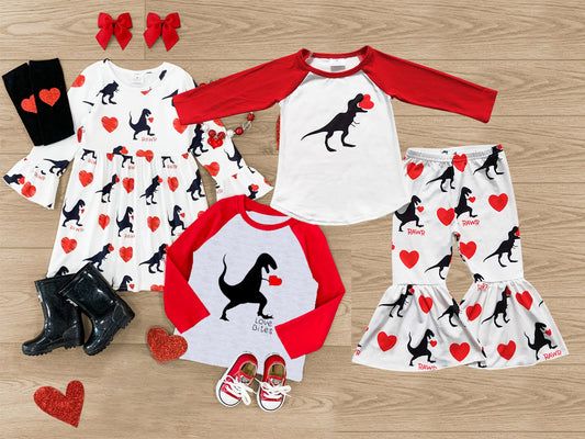 Baby Girls Valentines Dinosaurs Sibling Designs Clothing Sets