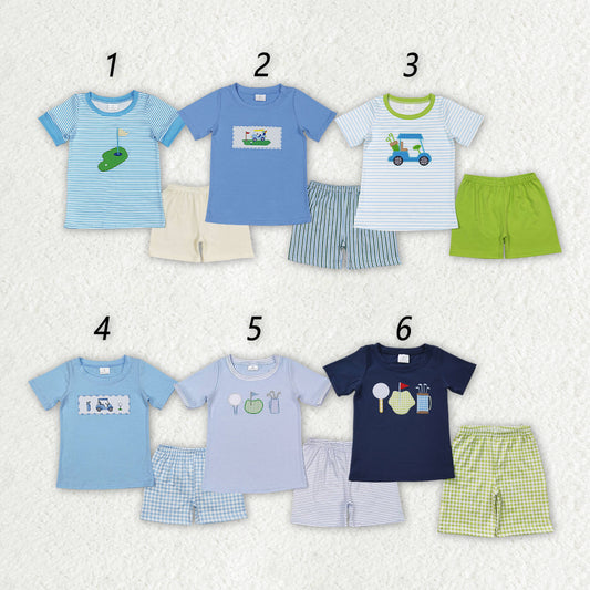 Sibling Brothers Baby Boys Golf Shirts Shorts Summer Clothes Sets