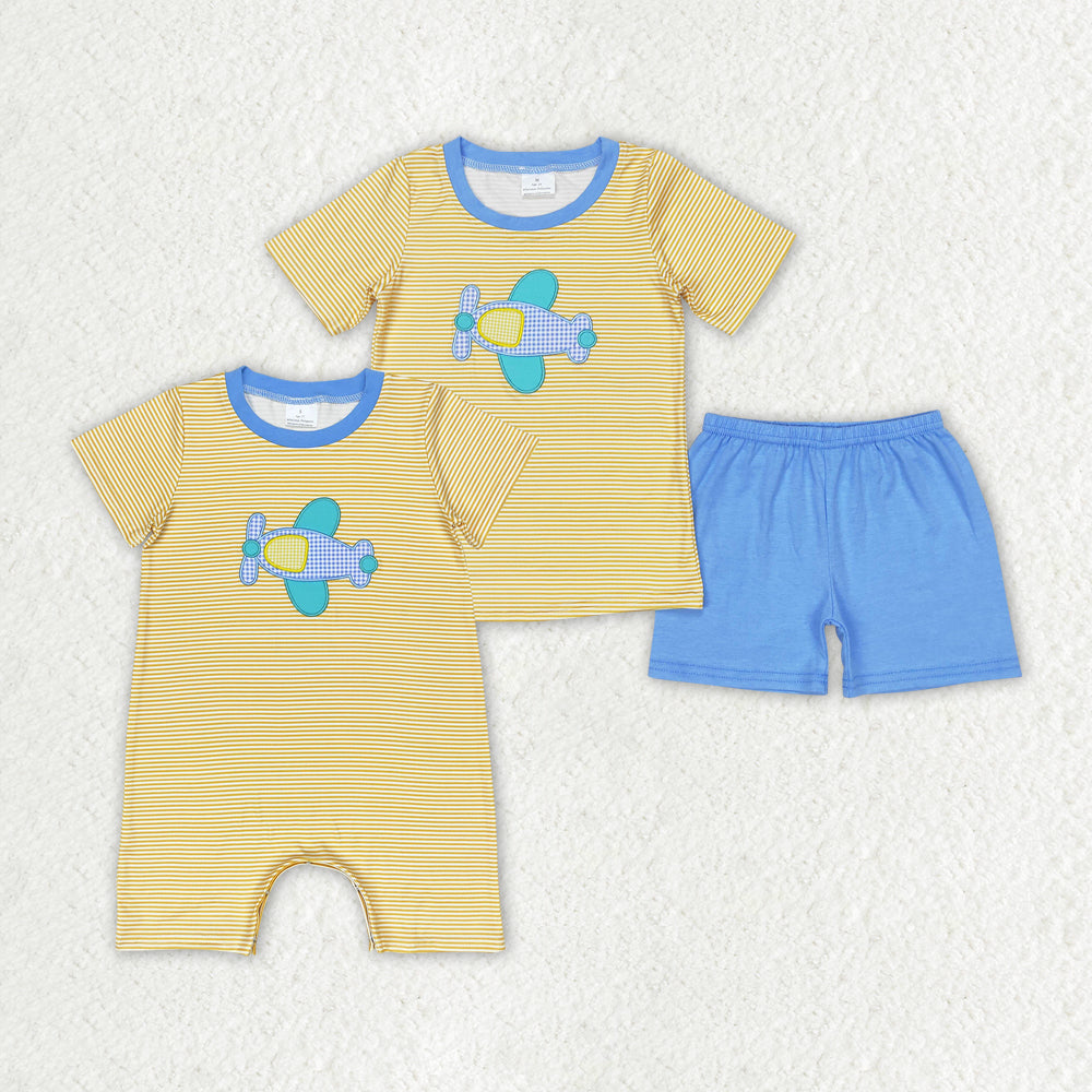 Baby Boys Plane Sibling Brother Summer Rompers Clothes Sets