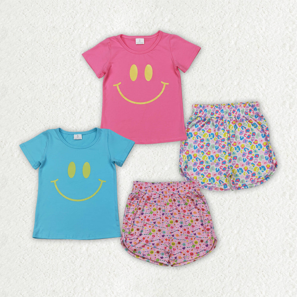 Sibling Vinyl Baby Girls Short Sleeves Smile Top Floral Shorts Sets