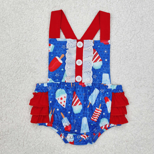 USA Shop Baby Girls 4th of July Popsicle Rompers Bubbles