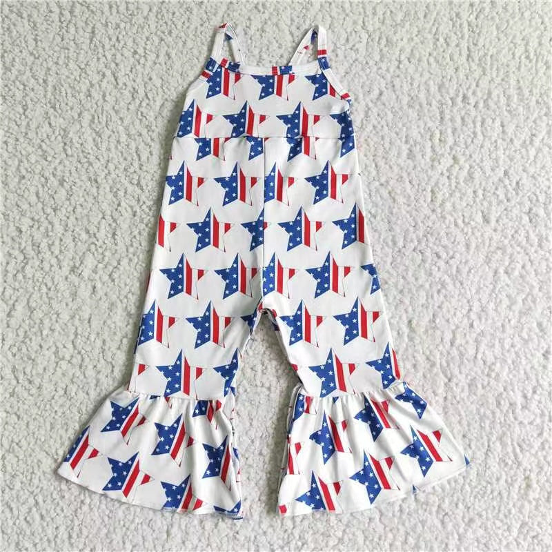 Sibling Baby Girls 4th Of July Summer Bell Bottoms Jumpsuits