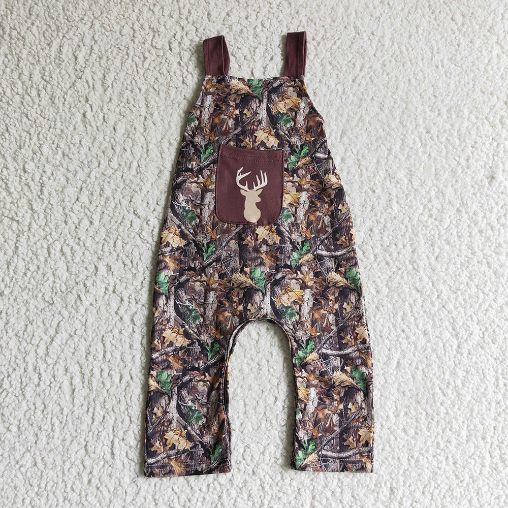 Sibling Girls Boys Real Tree Camo Deer Print Rompers Jumpsuits