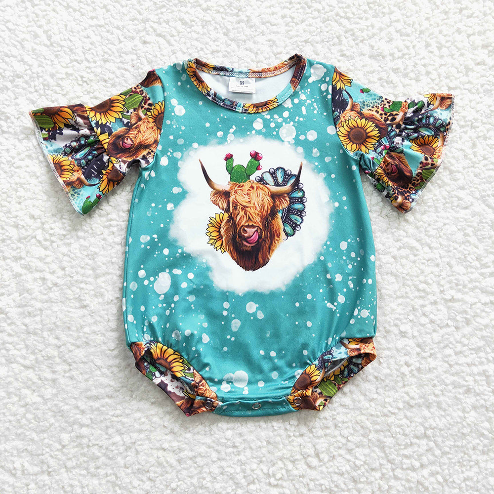 Sibling Baby Girls Western Flutter Sleeve Rompers