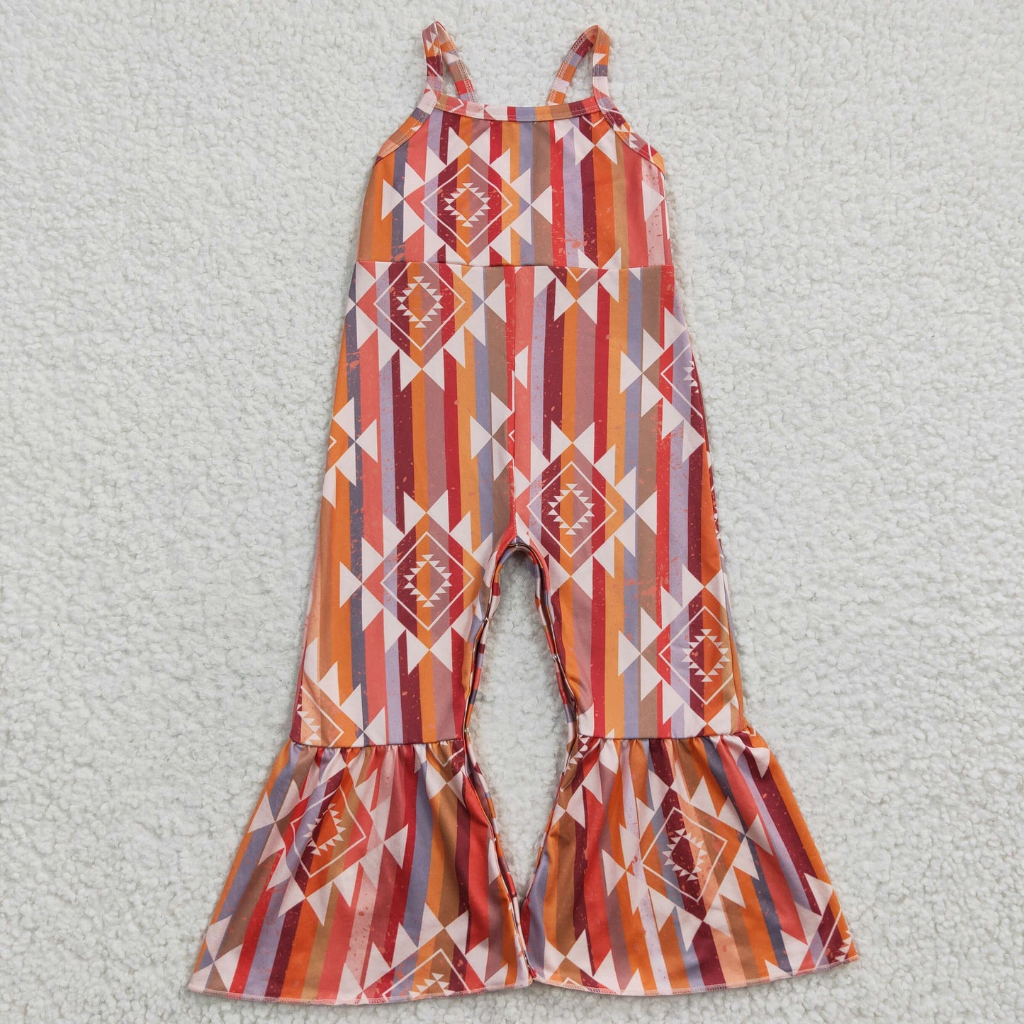 Sibling Baby Girls Strap Western Bell Bottom Jumpsuits