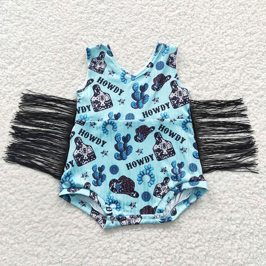 Sibling Baby Girls Western Tassel Rompers