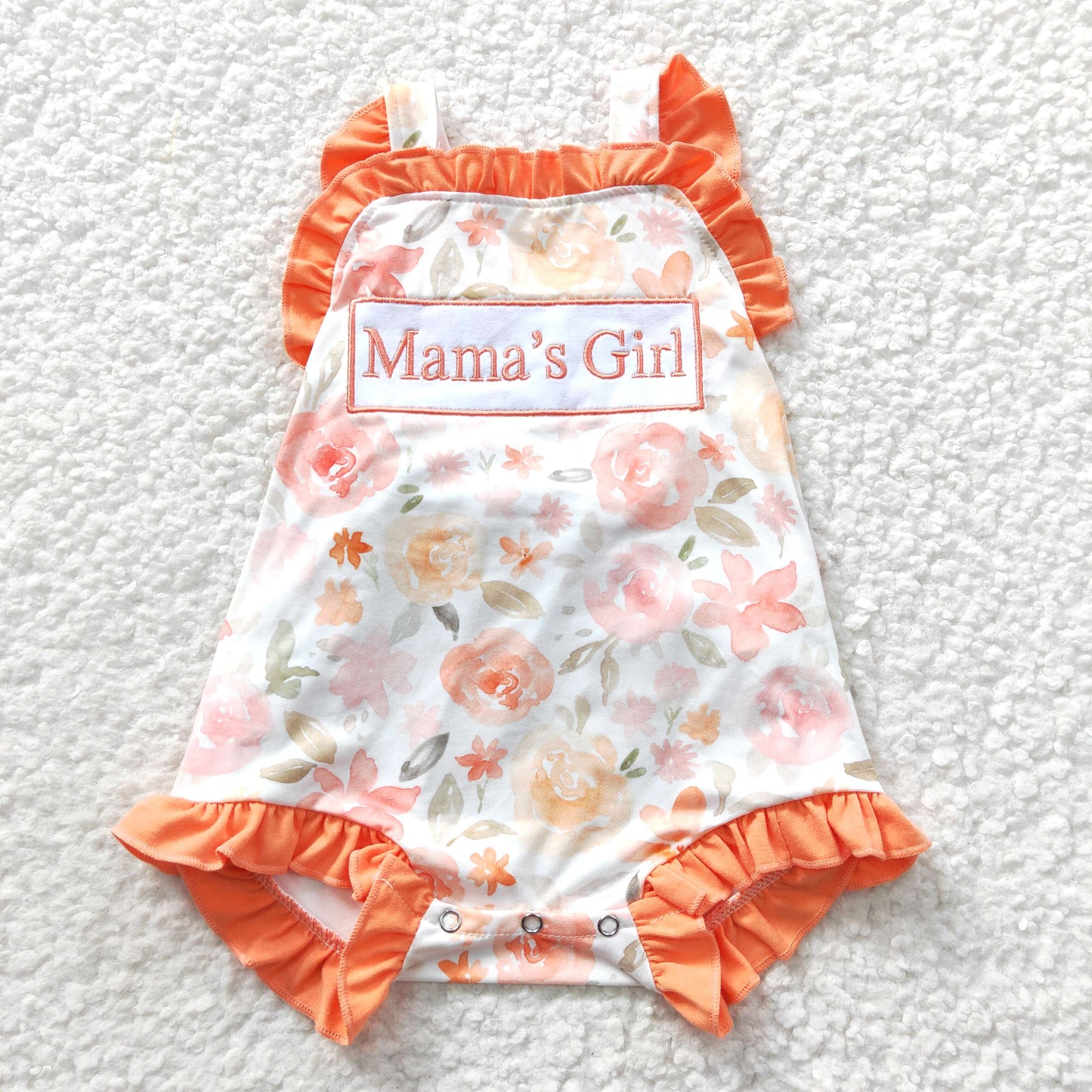 Sibling Baby Girls Mommy's Girl Orange Floral Dresses Rompers Clothes Sets