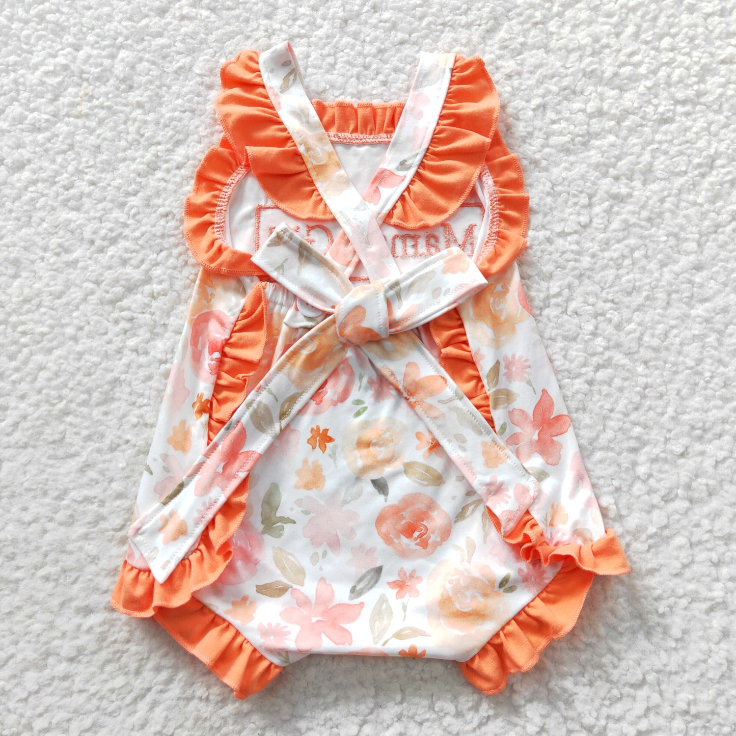 Sibling Baby Girls Mommy's Girl Orange Floral Dresses Rompers Clothes Sets