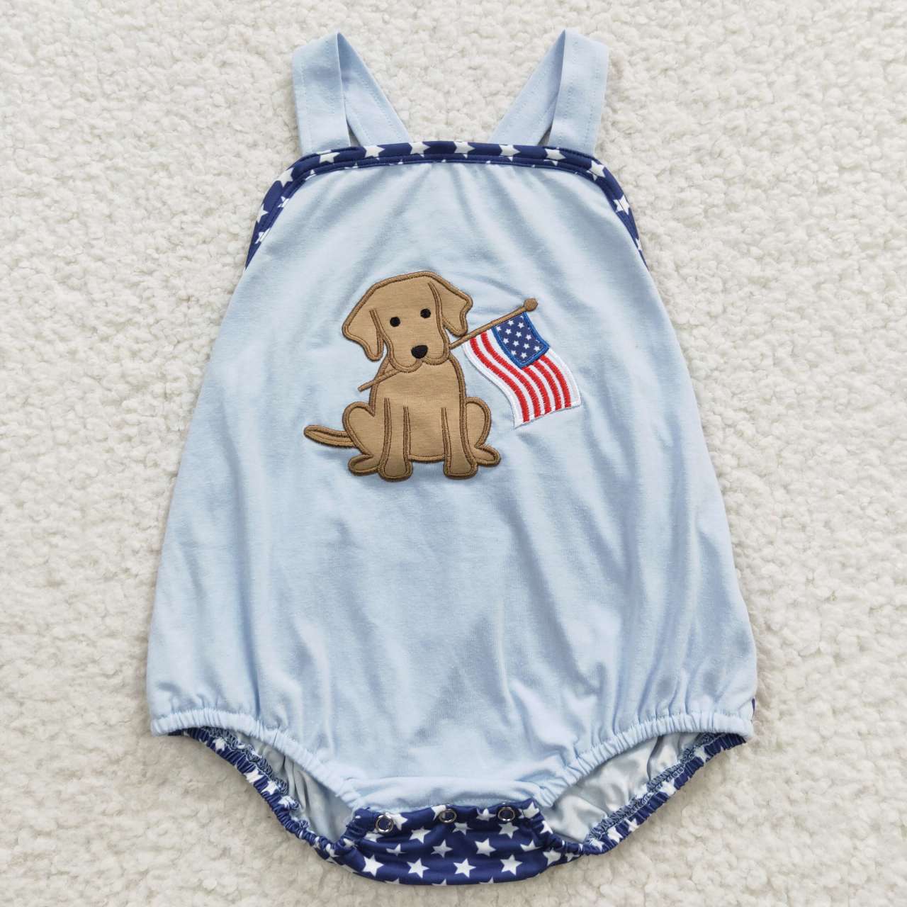 USA Shop Baby Boys 4th of July Dog Blue Rompers