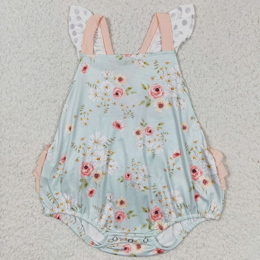 USA Shop Baby Girls Flutter Sleeve Flowers Ruffle Rompers
