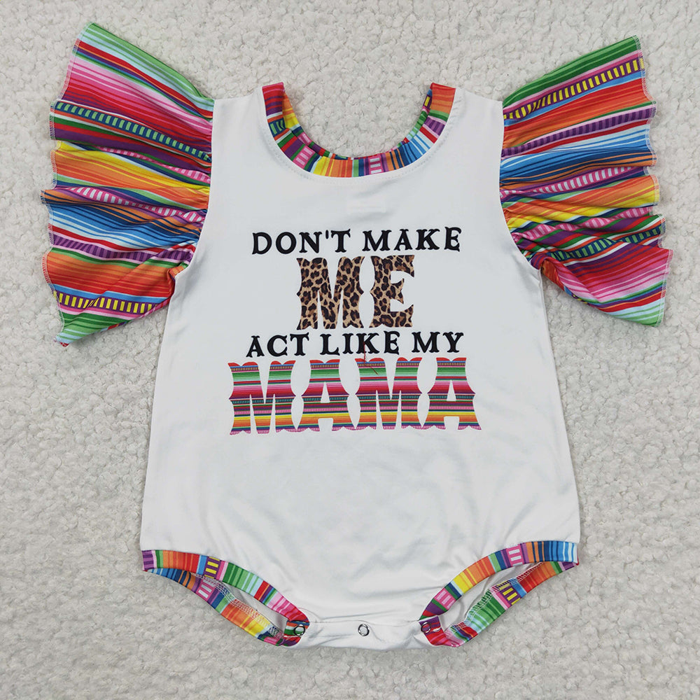 USA Shop Baby Girls Short Sleeve Colorful Stripe Mama's Me Ruffle Rompers